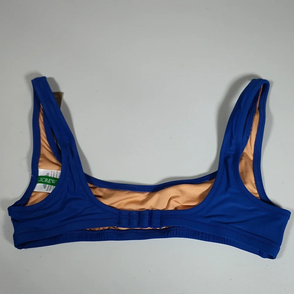 NWT J. Crew Heritage‎ Scoop Neck Blue Bikini Swimsuit Top S